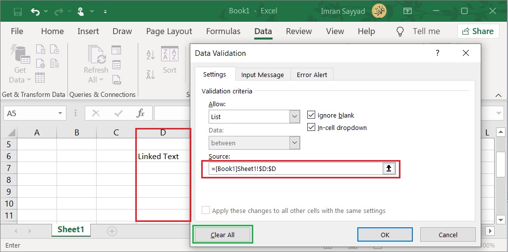 Break Excel Links used in Data Validation