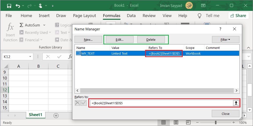 Break Excel Links used in Name ranges