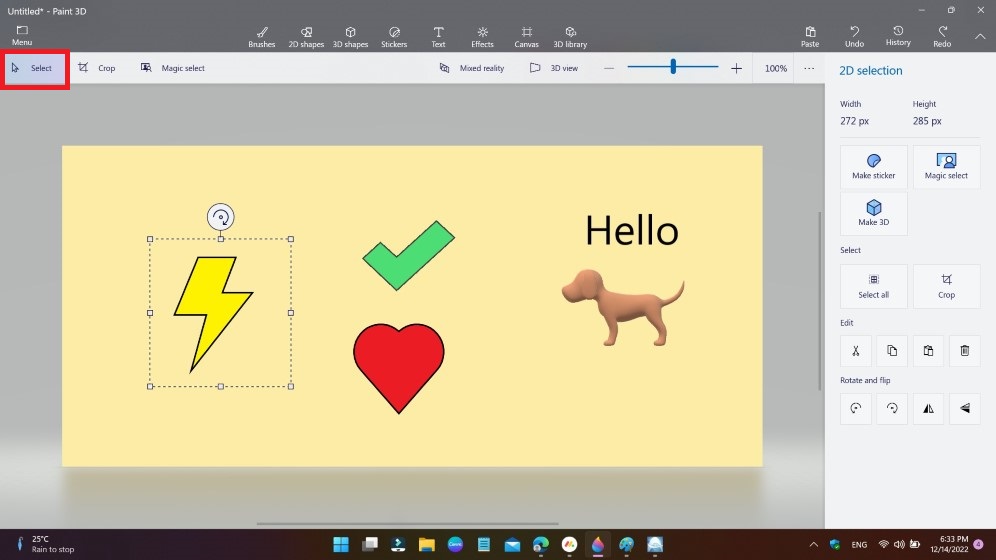 Where To Find Select Tools Placed In Paint 3D Techies Diary