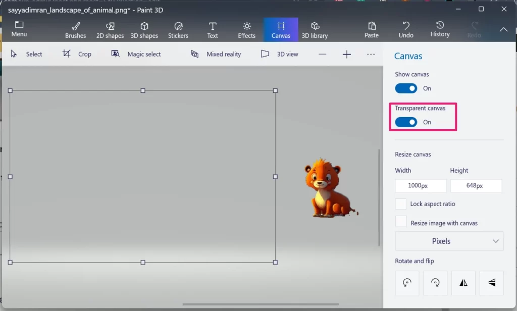 How to Make an Image Transparent in Paint 3D 4 make canvas transperent